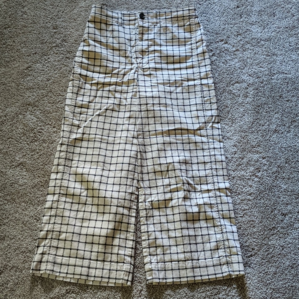 Madewell Wide-Leg Emmett Windowpane Crop Pants